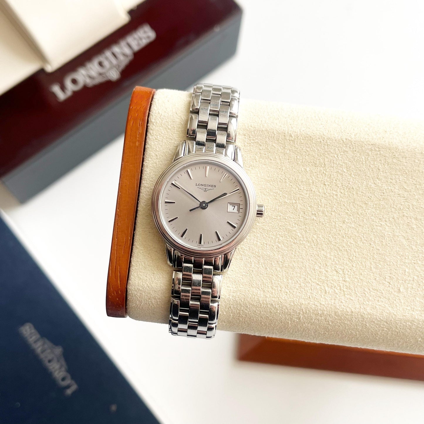 Longines Vintage Women’s Silver Watch, Date Watch, Boxed, Gift For Her - 18.5cm