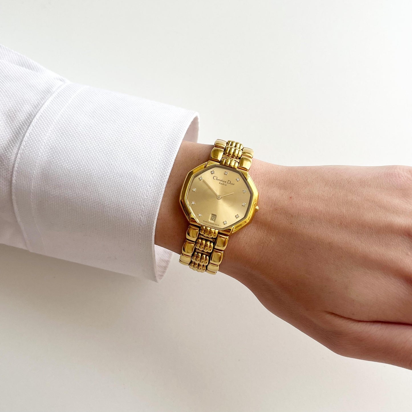 Christian Dior Vintage Womens Gold Watch, 12 stones Dial Watch, Gift for Her - 19cm