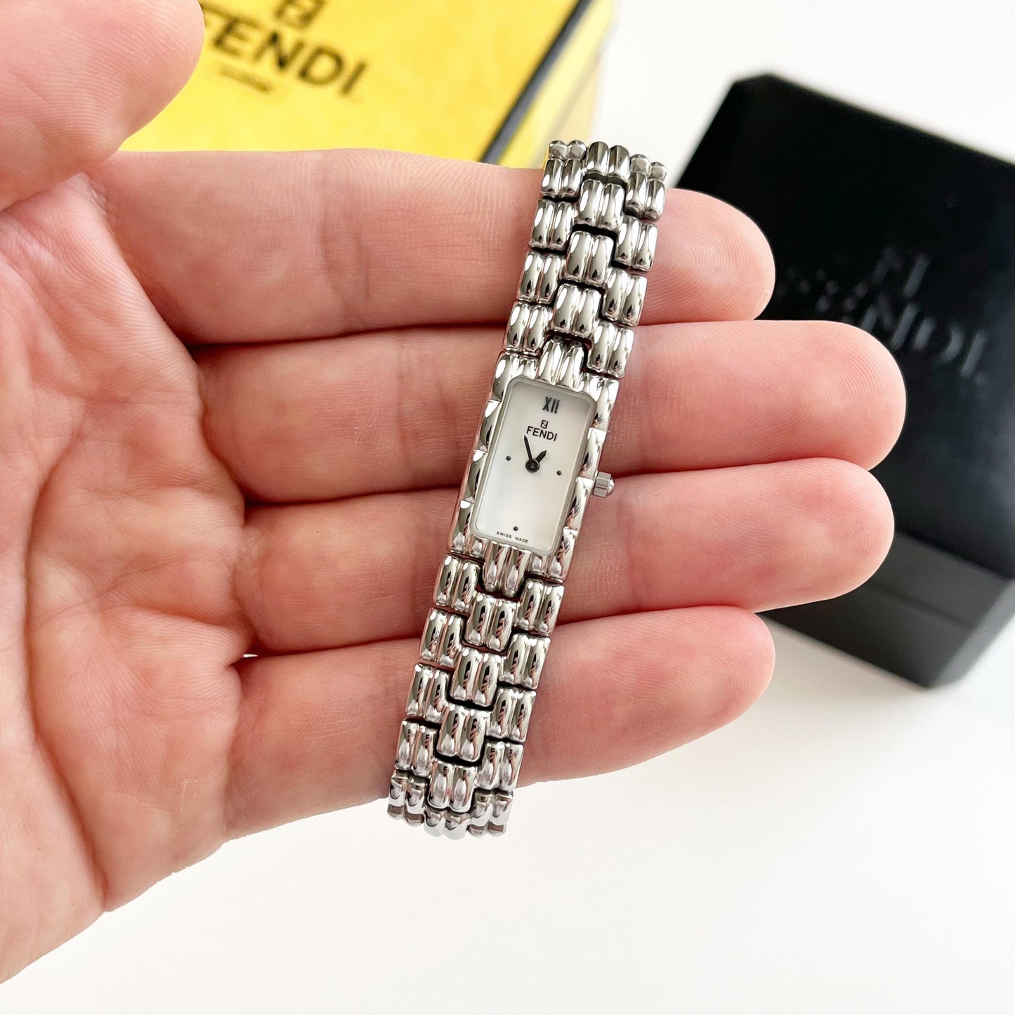 Vintage Fendi Silver Women’s Watch, Boxed Gift for Her, 18.5cm