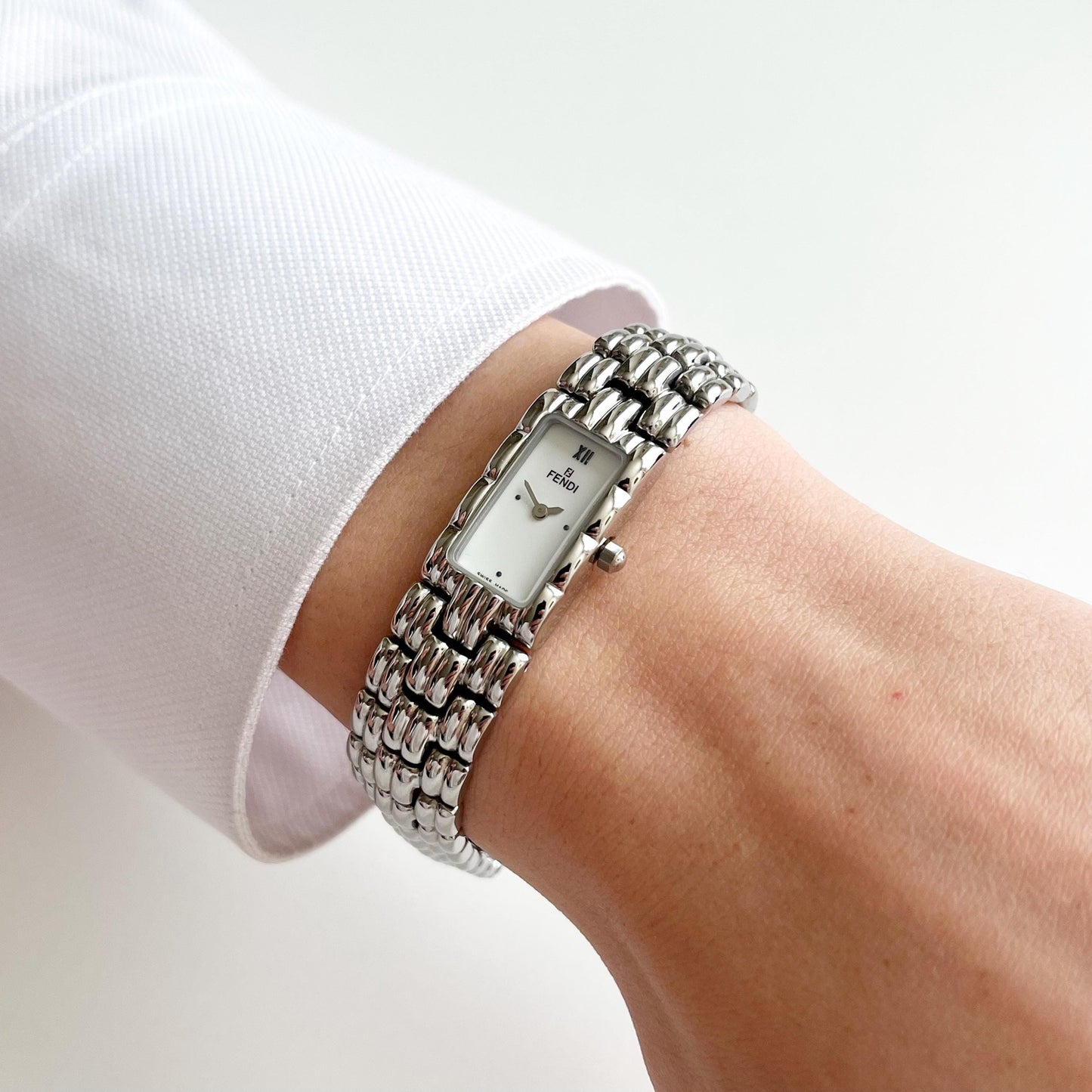 Vintage Fendi Silver Women’s Watch, Boxed Gift for Her, 18.5cm