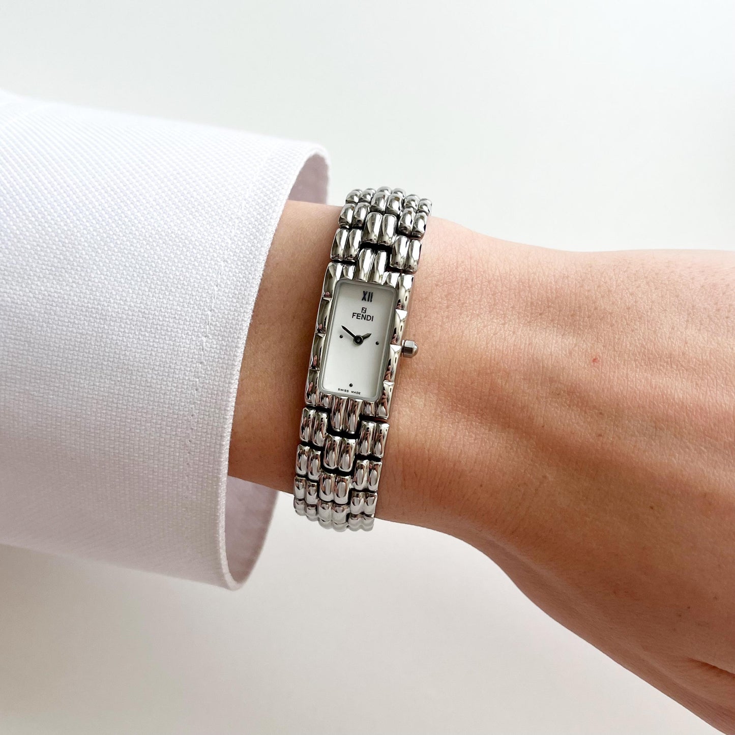 Vintage Fendi Silver Women’s Watch, Boxed Gift for Her, 18.5cm