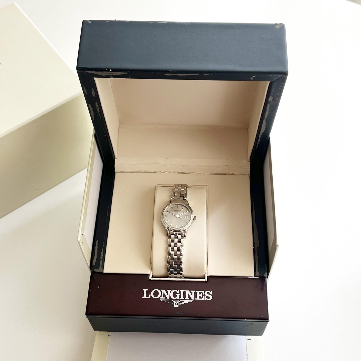 Longines Vintage Women’s Silver Watch, Date Watch, Boxed, Gift For Her - 18.5cm