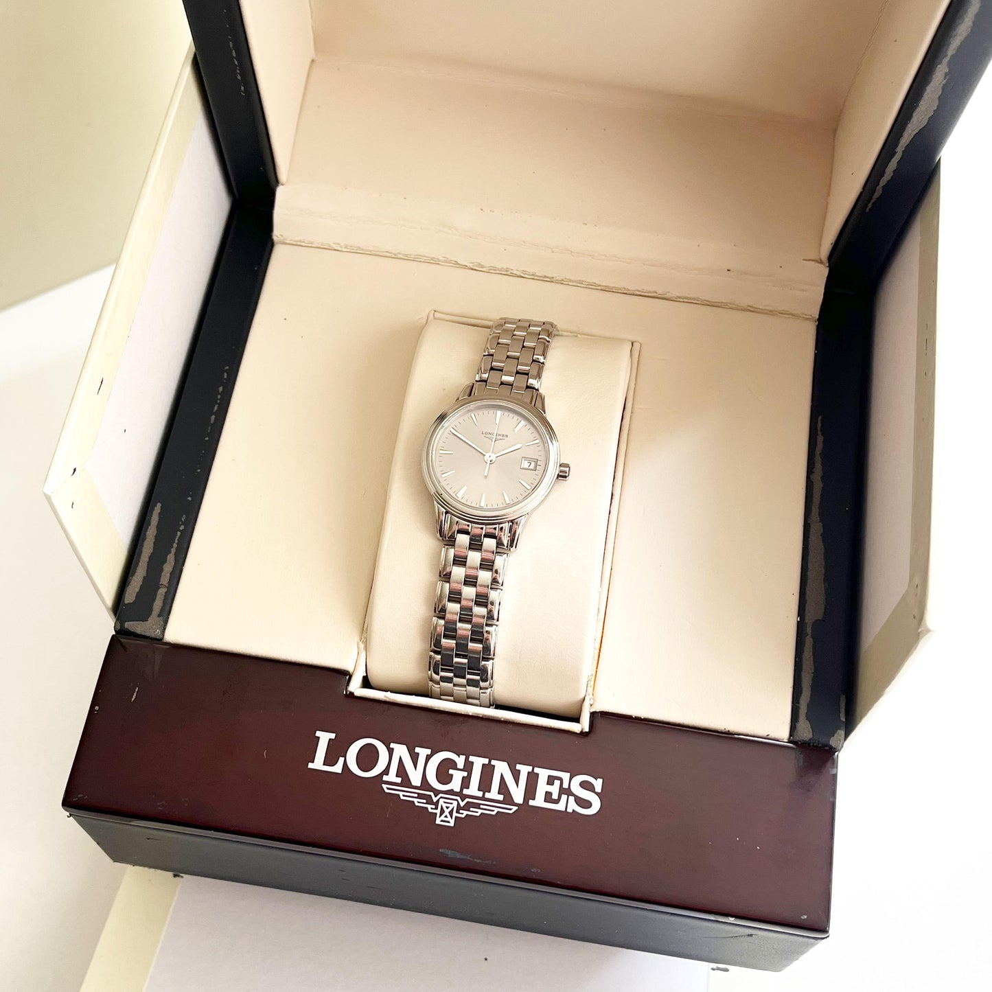 Longines Vintage Women’s Silver Watch, Date Watch, Boxed, Gift For Her - 18.5cm