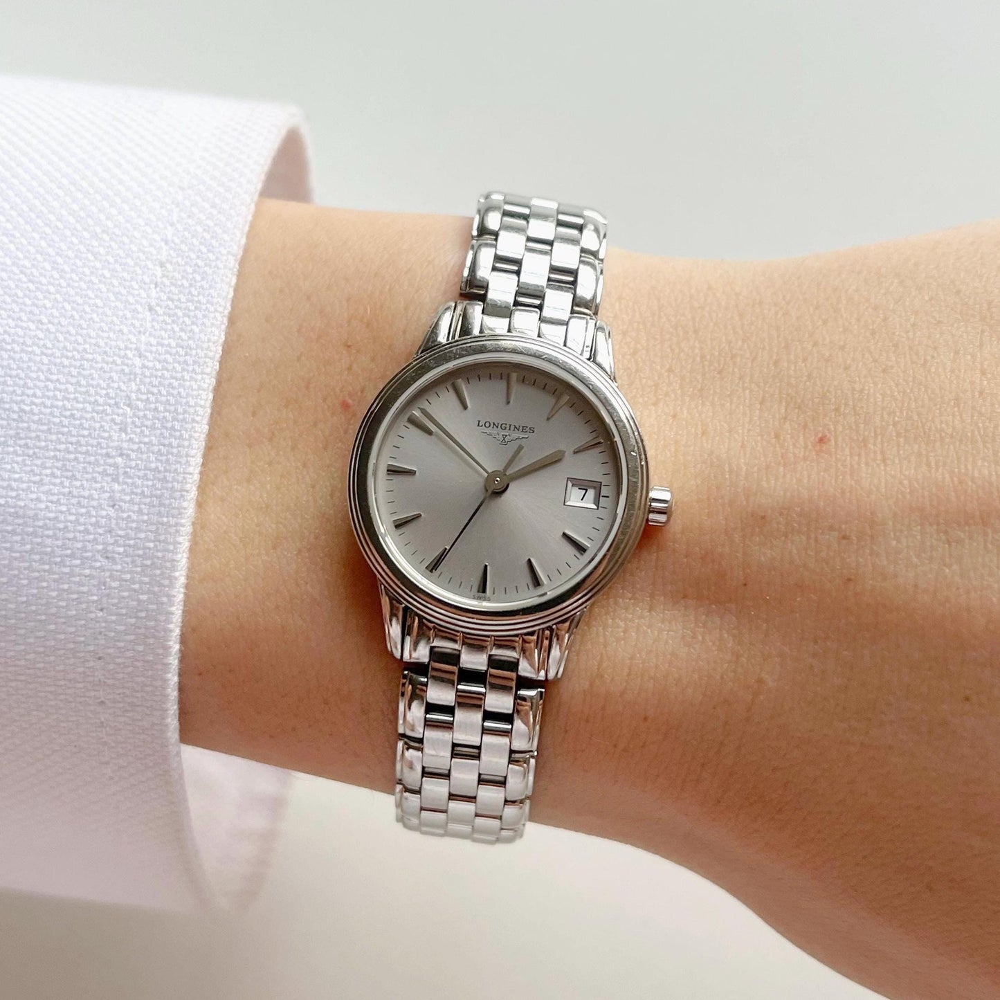 Longines Vintage Women’s Silver Watch, Date Watch, Boxed, Gift For Her - 18.5cm