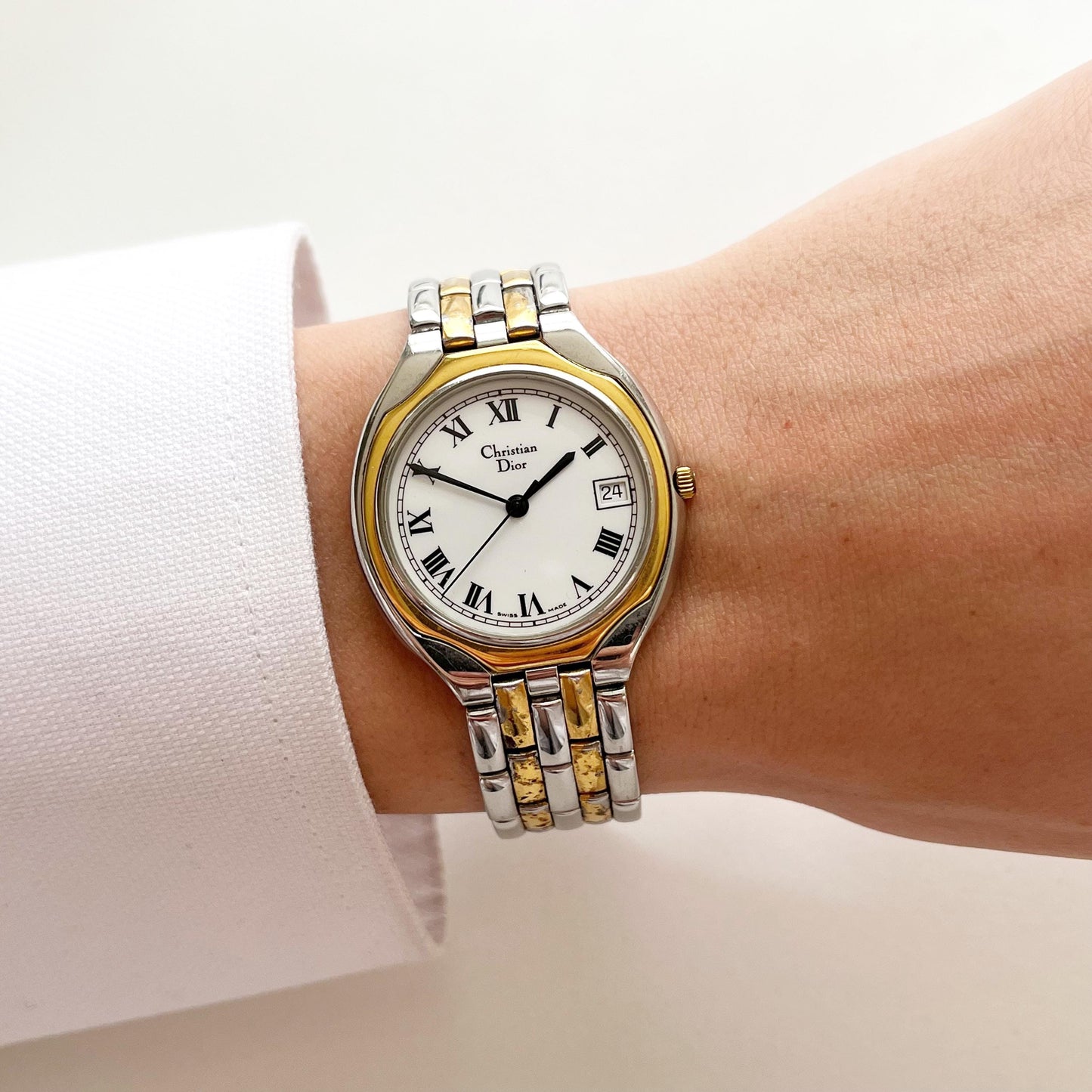 Christian Dior TwoTone Vintage Women’s Date Watch Boxed, Authentic Swiss Watch, Gift for Her