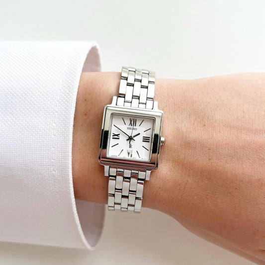 Seiko Square Silver Womens Vintage Watch, Boxed, Gift for Her, 15.5cm