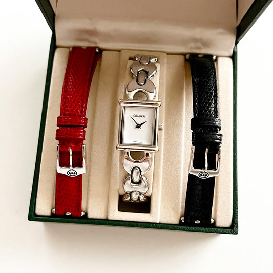 Gucci Vintage Women’s Watch, 3 Bands, Multi Color, Silver Watch, Boxed, Gift for Her, 16.5cm