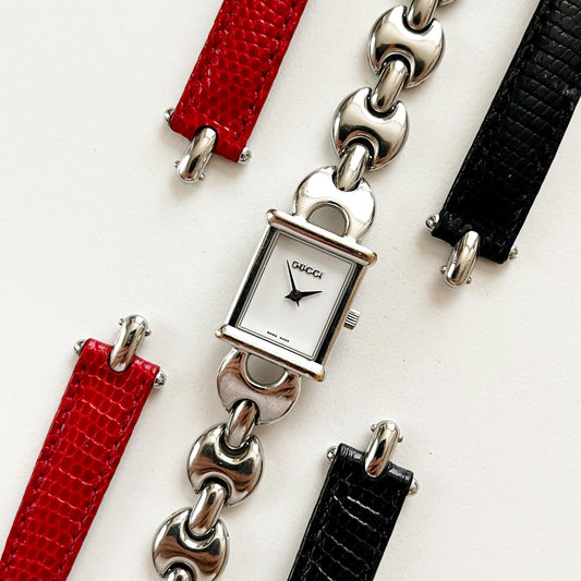 Gucci Vintage Women’s Watch, 3 Bands, Multi Color, Silver Watch, Boxed, Gift for Her, 16.5cm