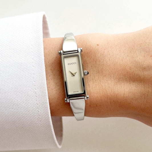 Gucci Vintage Women’s Silver Watch, Boxed, Gift for Her, 14.5cm