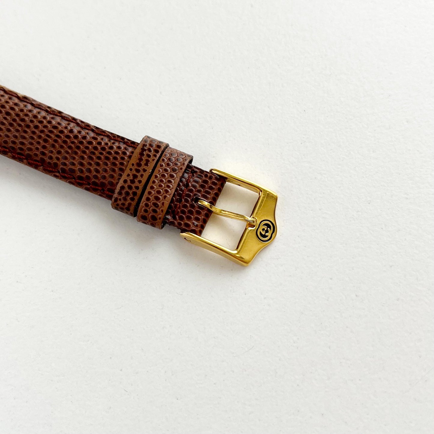 Vintage Gucci Gold Watch, Brown Band, Boxed, Gift for Her, Full Set