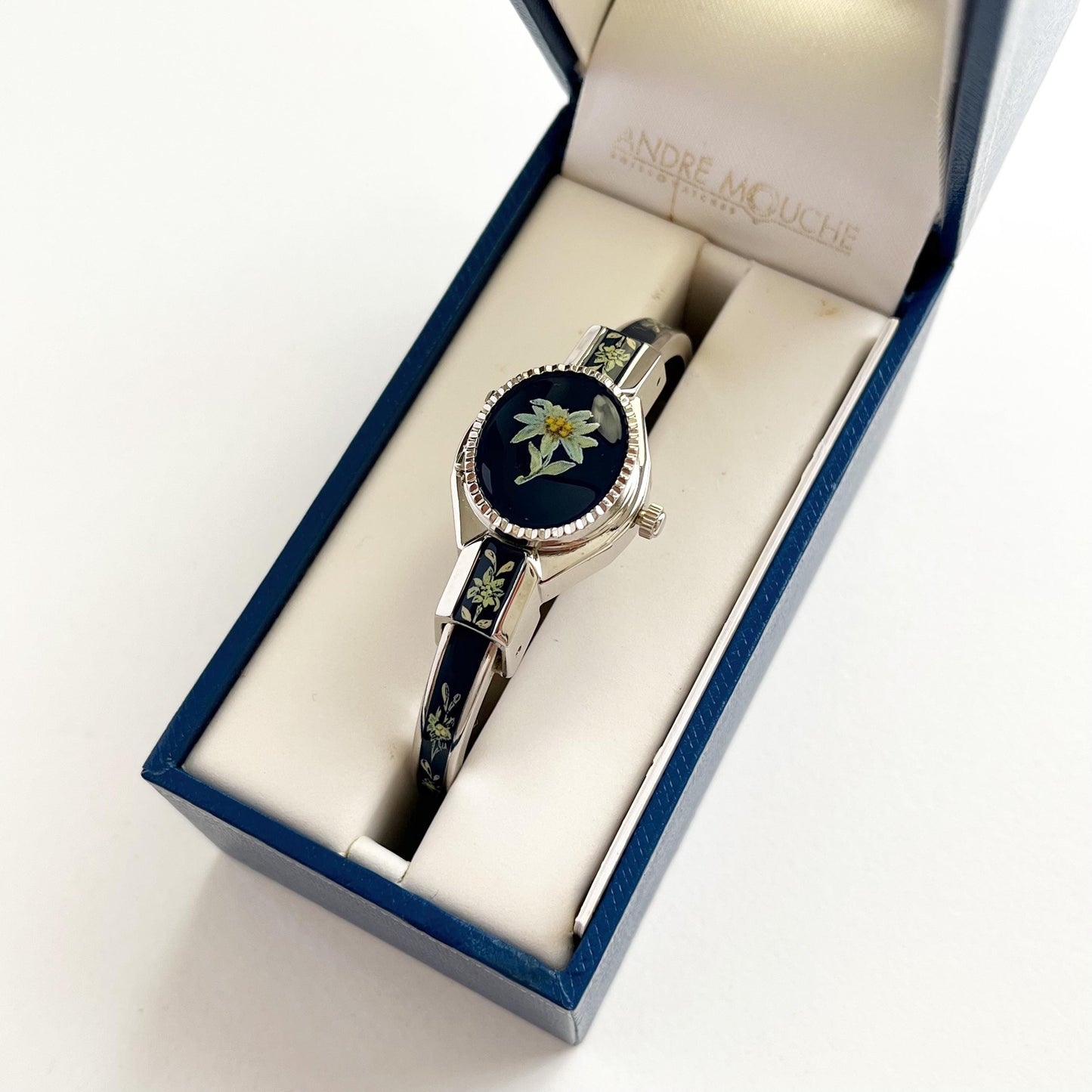 Andre Mouche Vintage Silver Watch, Boxed, Goft for Her