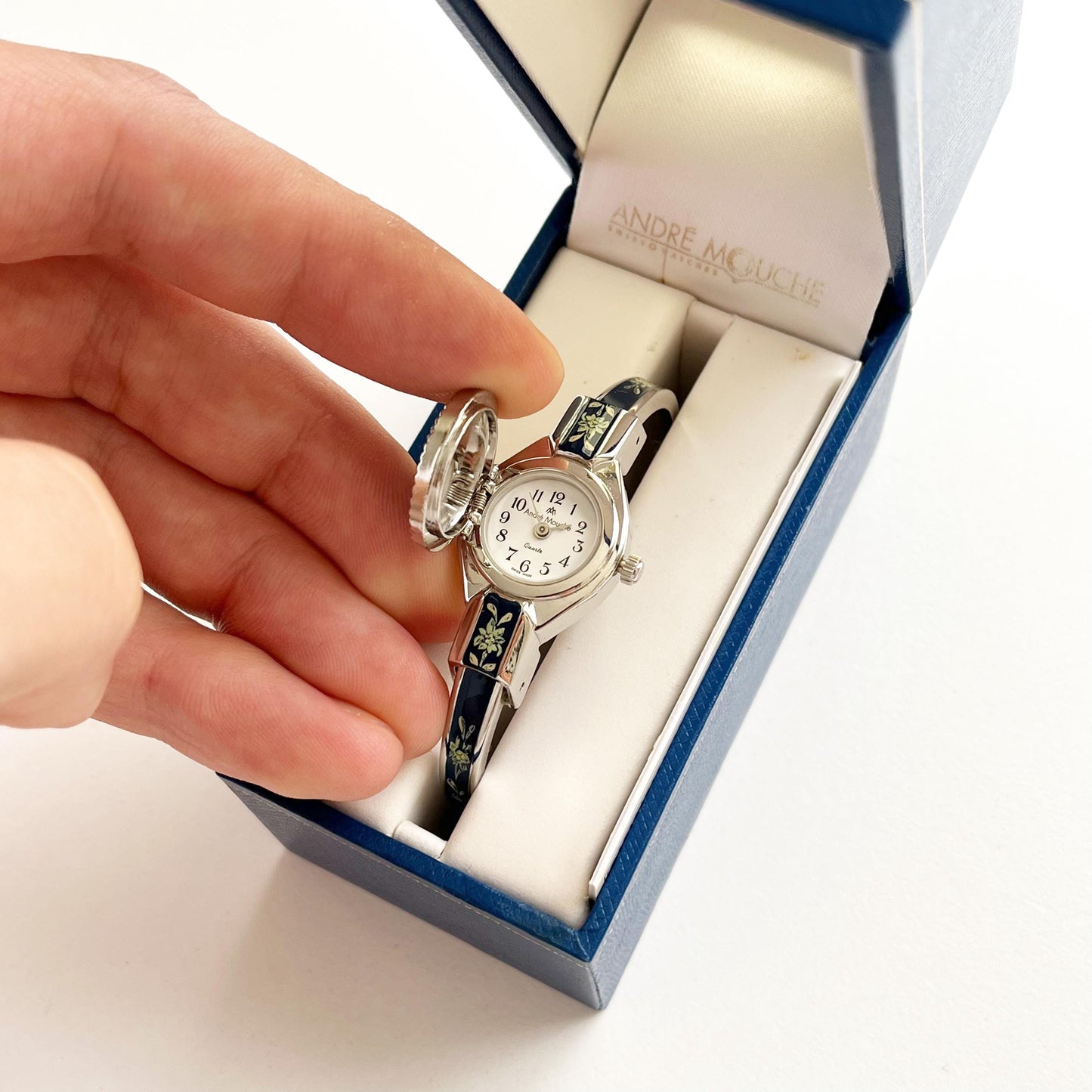 Andre Mouche Vintage Silver Watch, Boxed, Goft for Her