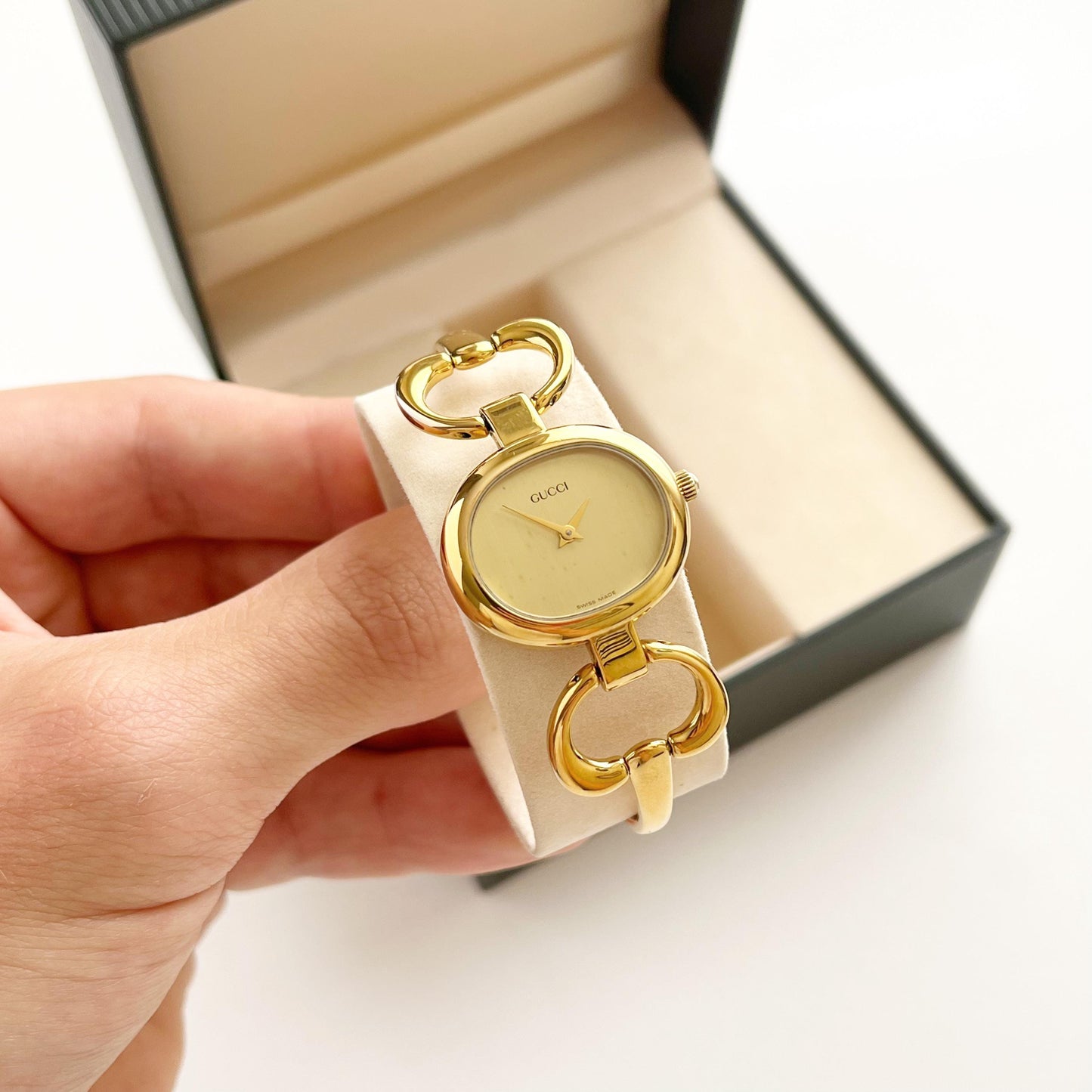 Gucci Watch, Gold Vintage Womens Bangle Boxed Watxh, Gift For Her, 16cm