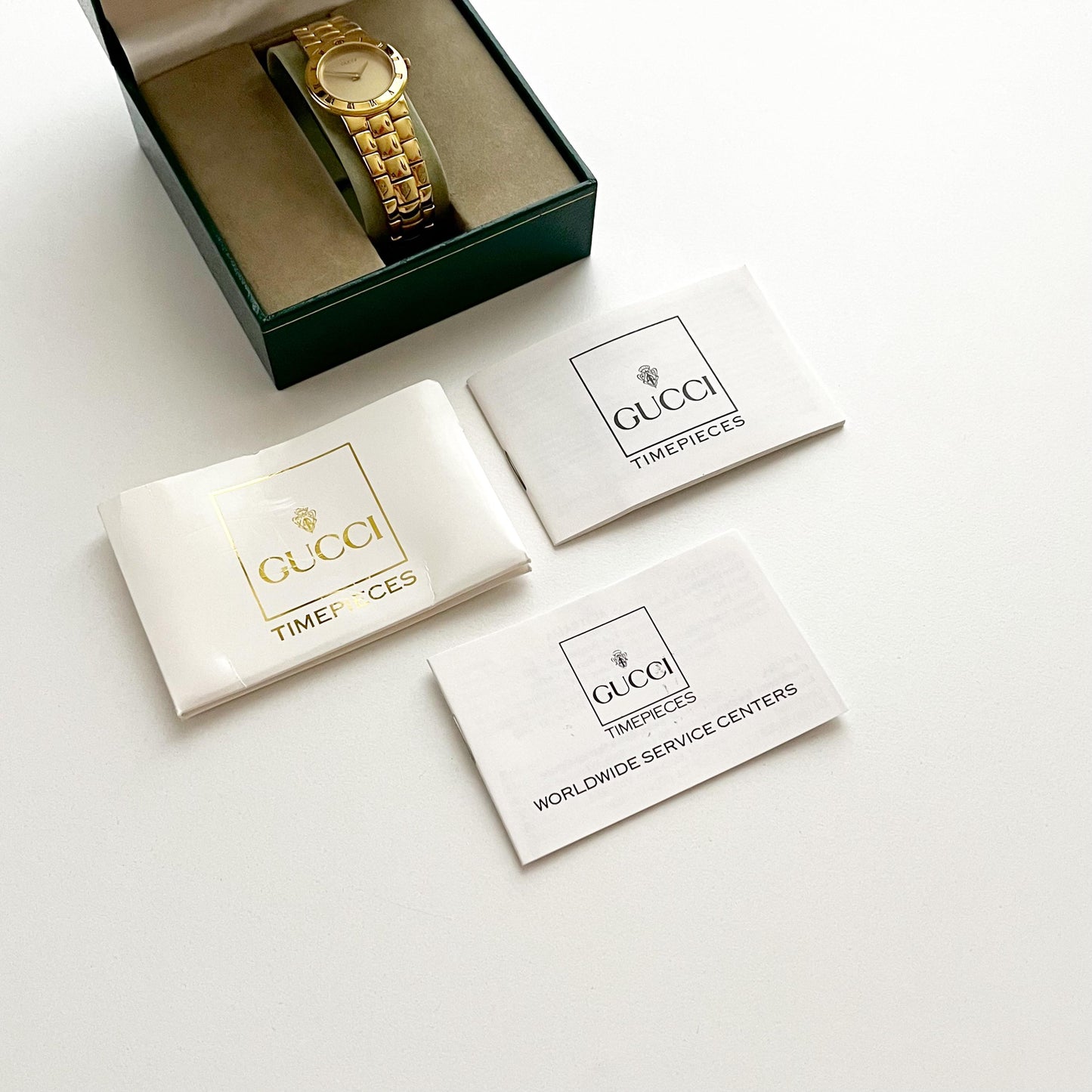 Gucci Gold Vintage Women’s Watch, Gold Dial, Boxed, Gift for Her, 15.5cm