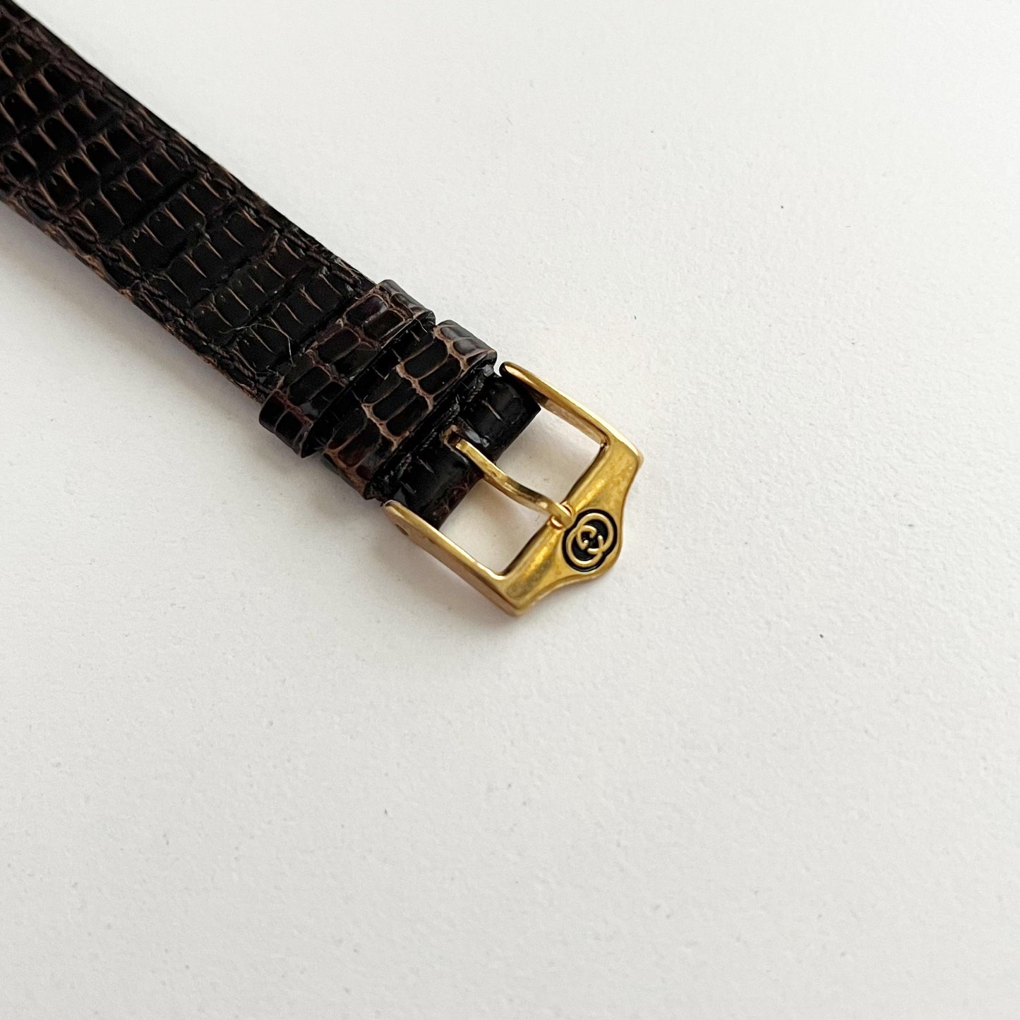 Vintage Gucci Women’s Watch, Gold Dial, Leather Band, Boxed, Gift for Her