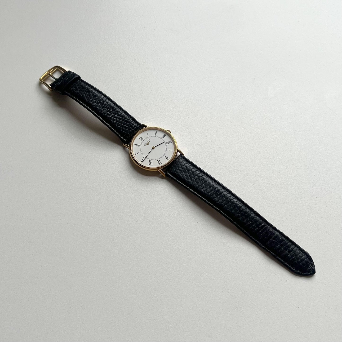 Longines Men’s Classic Watch, Authentic Leather Band, White Face, Quartz Movement