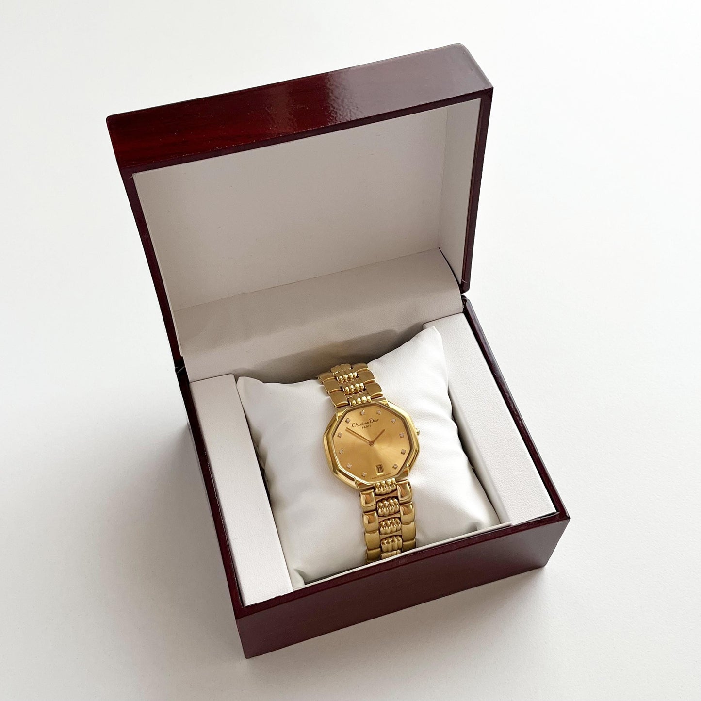Christian Dior Vintage Womens Gold Watch, 12 stones Dial Watch, Gift for Her - 19cm