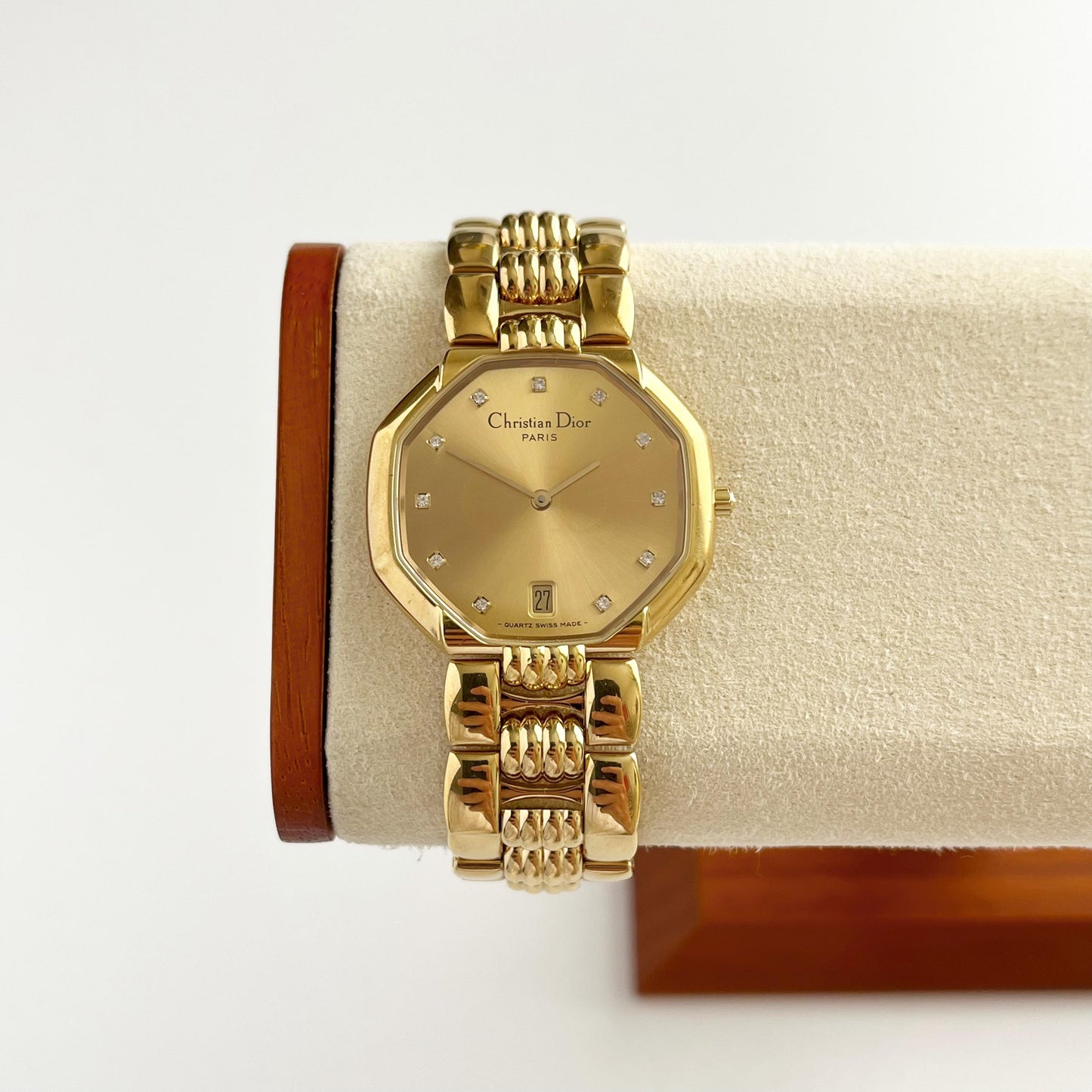 Christian Dior Vintage Womens Gold Watch, 12 stones Dial Watch, Gift for Her - 19cm