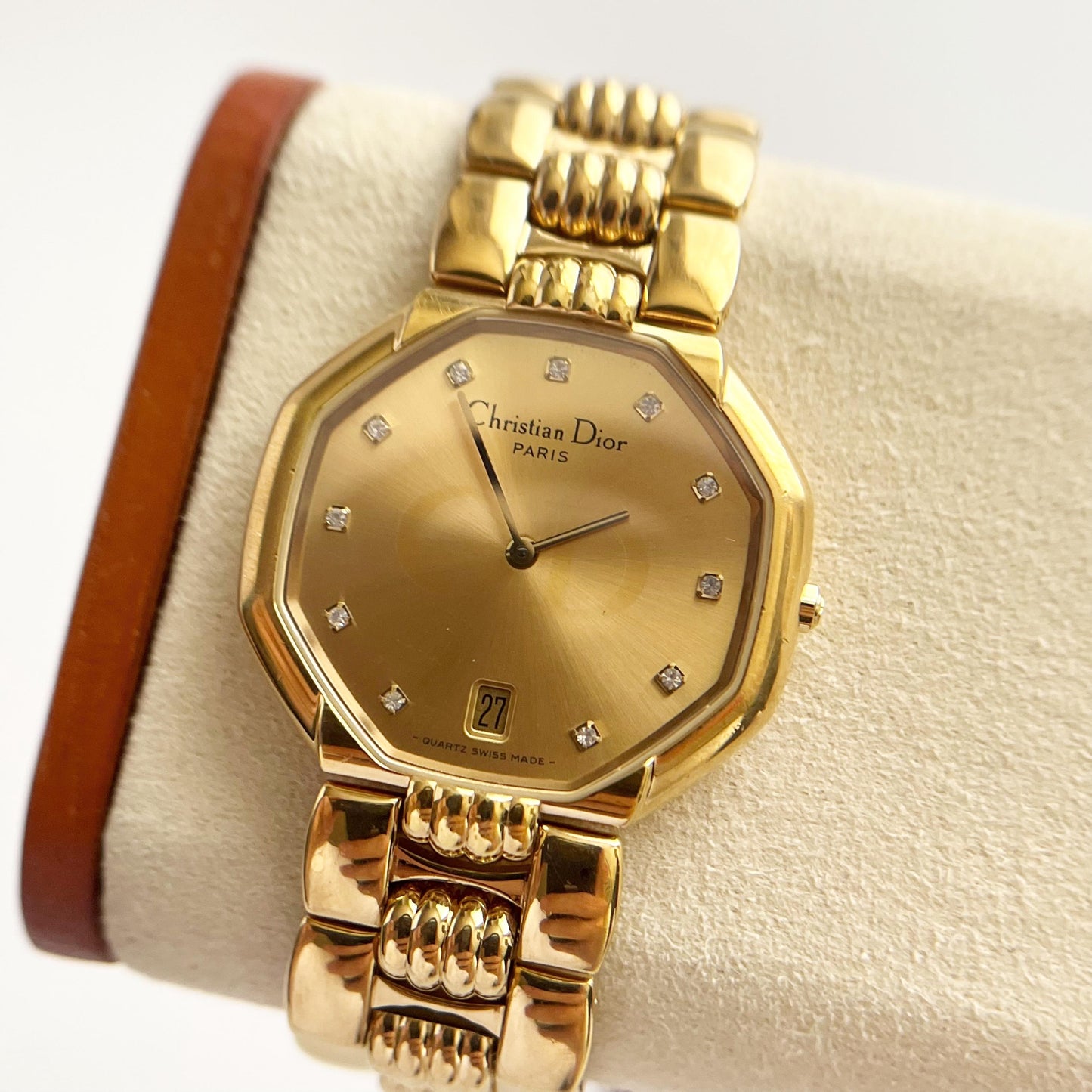 Christian Dior Vintage Womens Gold Watch, 12 stones Dial Watch, Gift for Her - 19cm