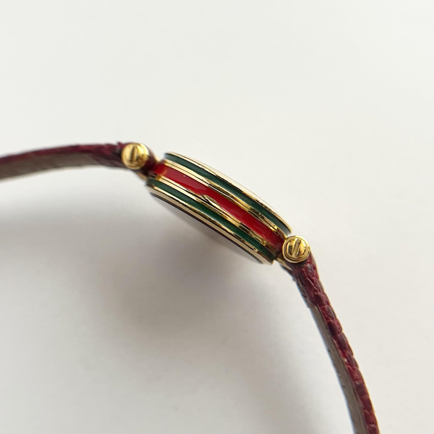 Gucci Vintage Women’s Watch, White Dial, Red Band, Gift For Her, Boxed