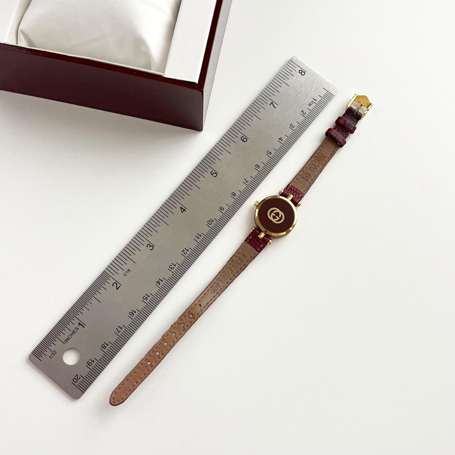 Gucci Vintage Women’s Watch, White Dial, Red Band, Gift For Her, Boxed