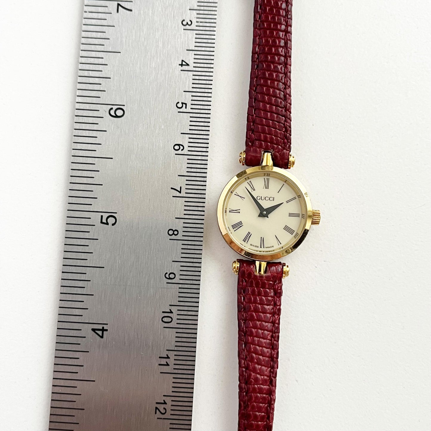 Gucci Vintage Women’s Watch, White Dial, Red Band, Gift For Her, Boxed
