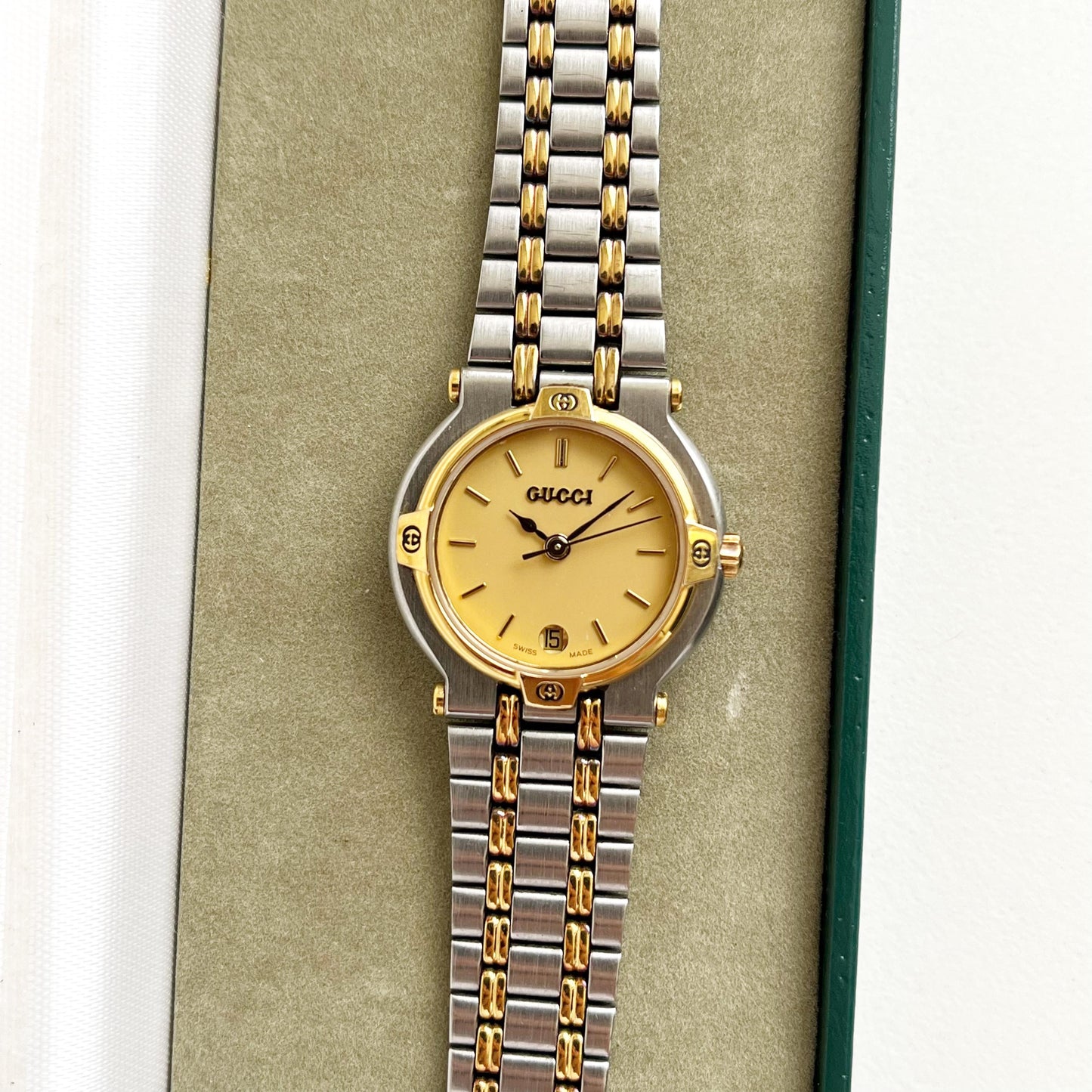 Vintage Gucci Women’s Watch, Boxed TwoTone Gucci, Gift For Her - 14.5cm