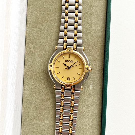 Vintage Gucci Women’s Watch, Boxed TwoTone Gucci, Gift For Her - 14.5cm