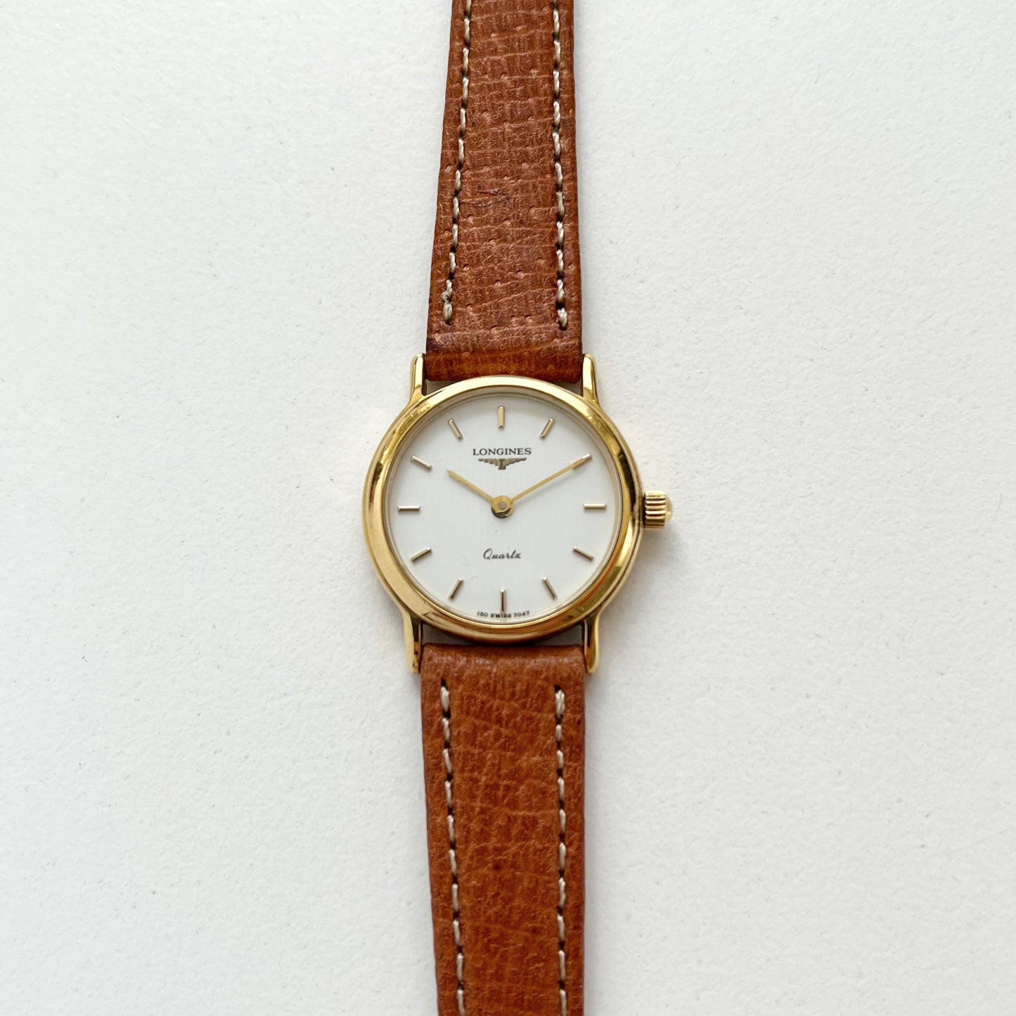 Longines Women’s Gold Vintage Watch, Brown Leather Band, Boxed, Gift for Her