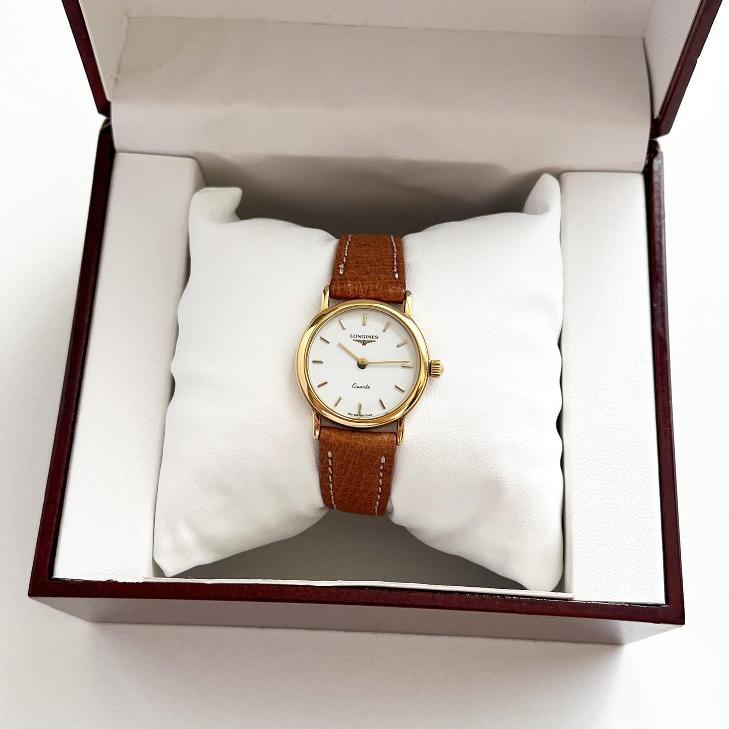 Longines Women’s Gold Vintage Watch, Brown Leather Band, Boxed, Gift for Her