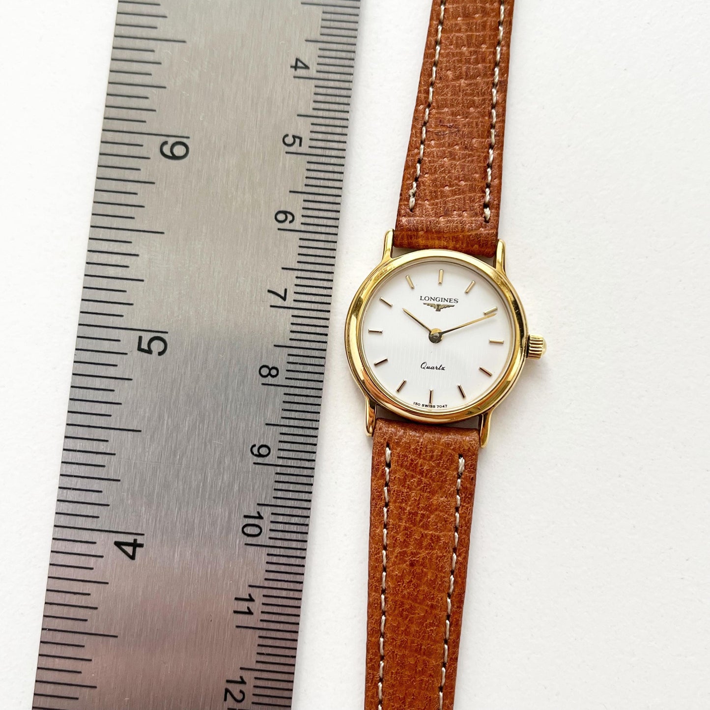 Longines Women’s Gold Vintage Watch, Brown Leather Band, Boxed, Gift for Her