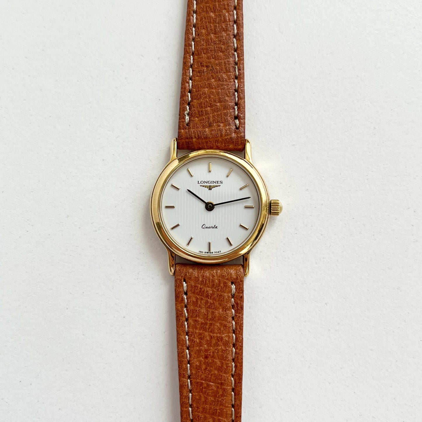 Longines Women’s Gold Vintage Watch, Brown Leather Band, Boxed, Gift for Her