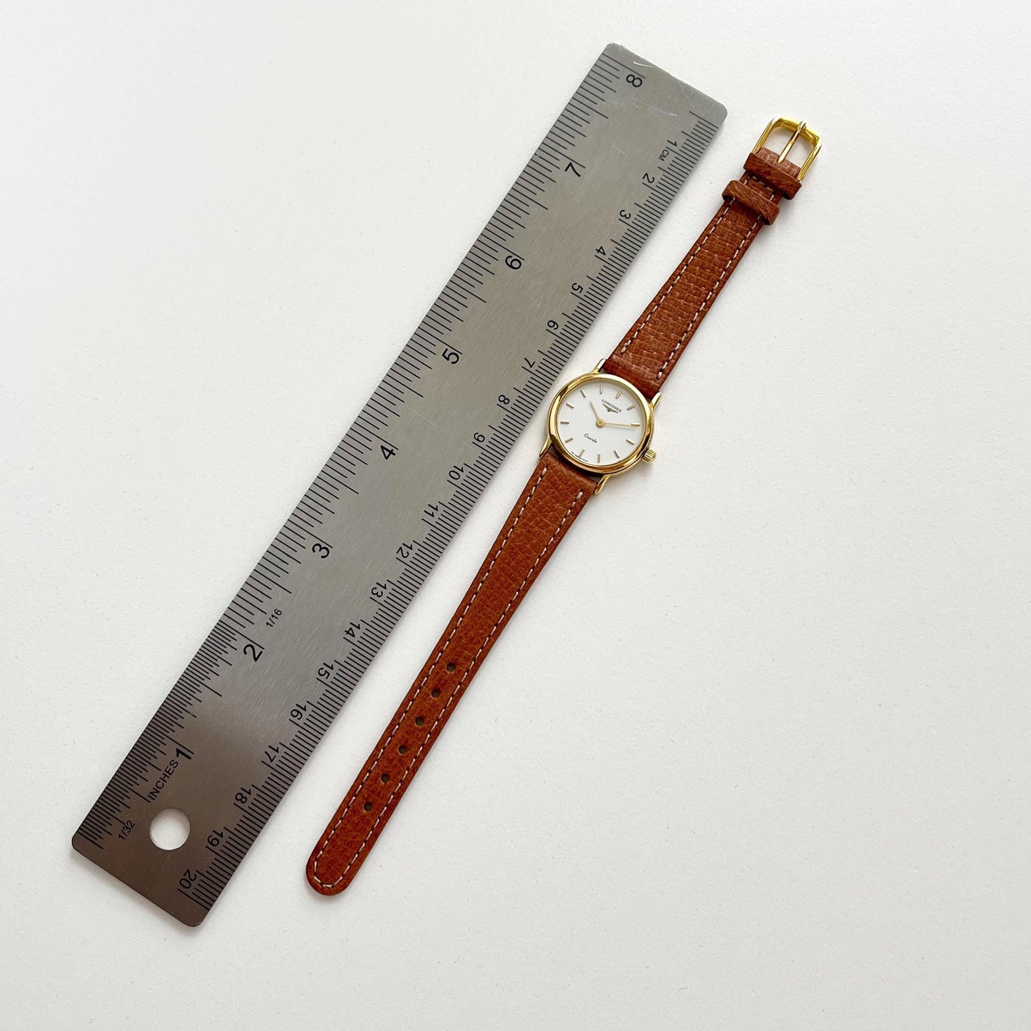 Longines Women’s Gold Vintage Watch, Brown Leather Band, Boxed, Gift for Her