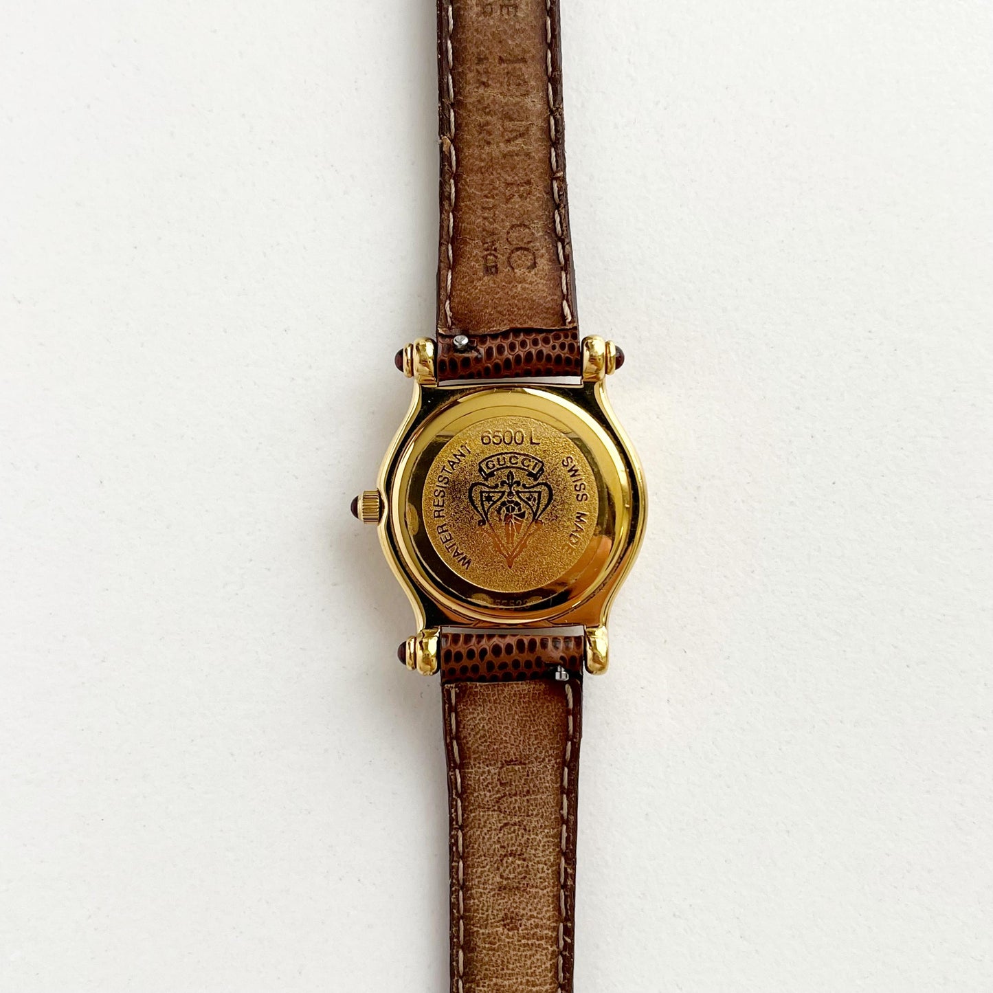 Vintage Gucci Gold Watch, Brown Band, Boxed, Gift for Her, Full Set