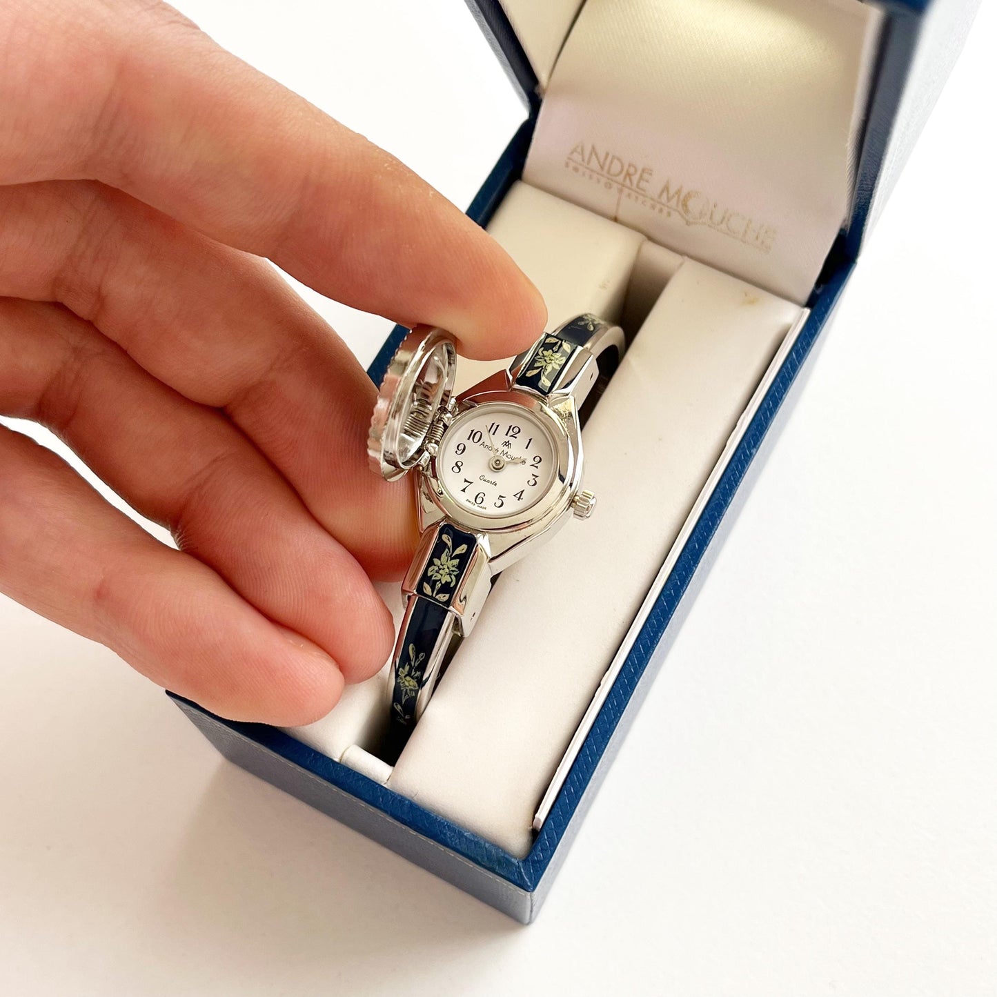 Andre Mouche Vintage Silver Watch, Boxed, Goft for Her