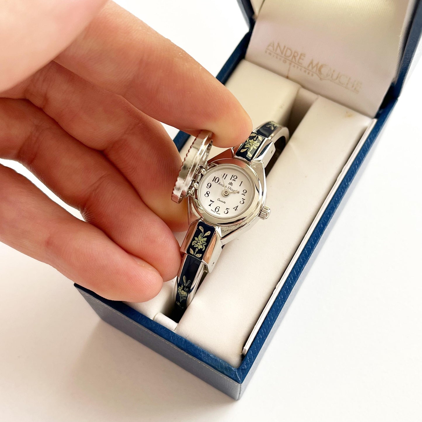Andre Mouche Vintage Silver Watch, Boxed, Goft for Her