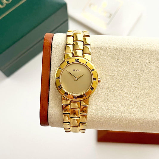 Gucci Gold Vintage Women’s Watch, Gold Dial, Boxed, Gift for Her, 15.5cm