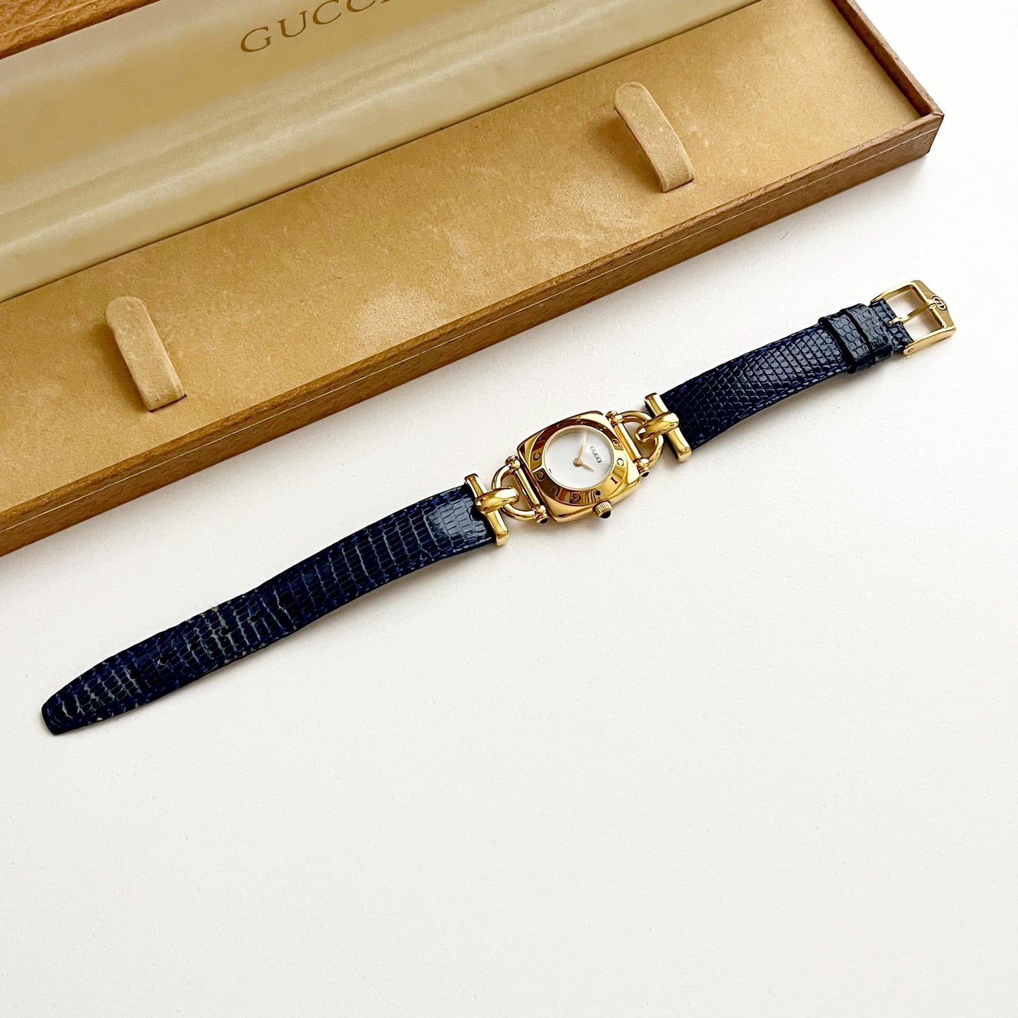 MINT - Vintage Gucci Women’s Watch, Full Set, Gold Watch, Leather Band, Gift for Her