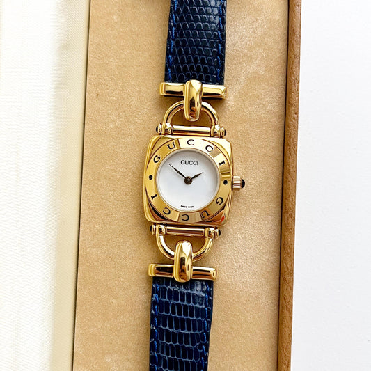 MINT - Vintage Gucci Women’s Watch, Full Set, Gold Watch, Leather Band, Gift for Her