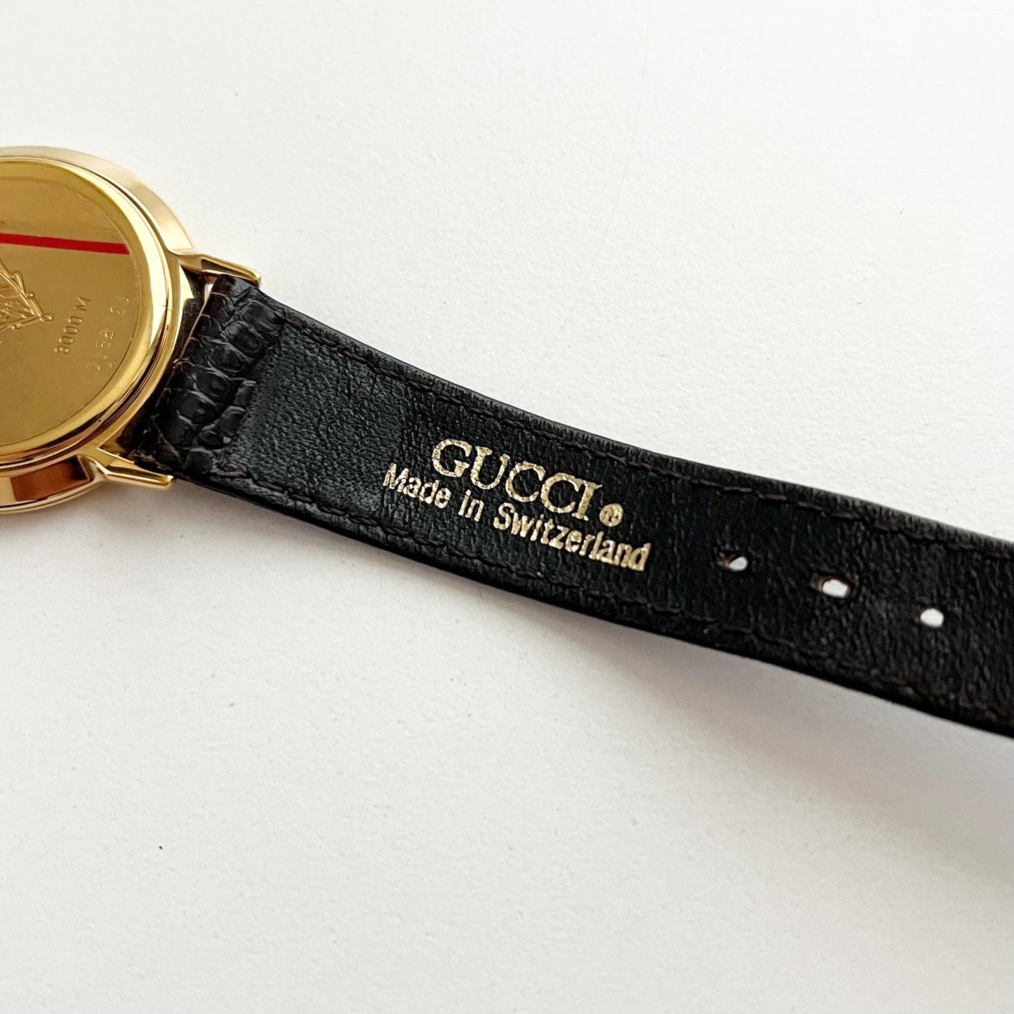 Vintage Gucci Women’s Watch, Gold Dial, Leather Band, Boxed, Gift for Her