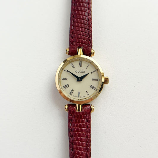 Gucci Vintage Women’s Watch, White Dial, Red Band, Gift For Her, Boxed