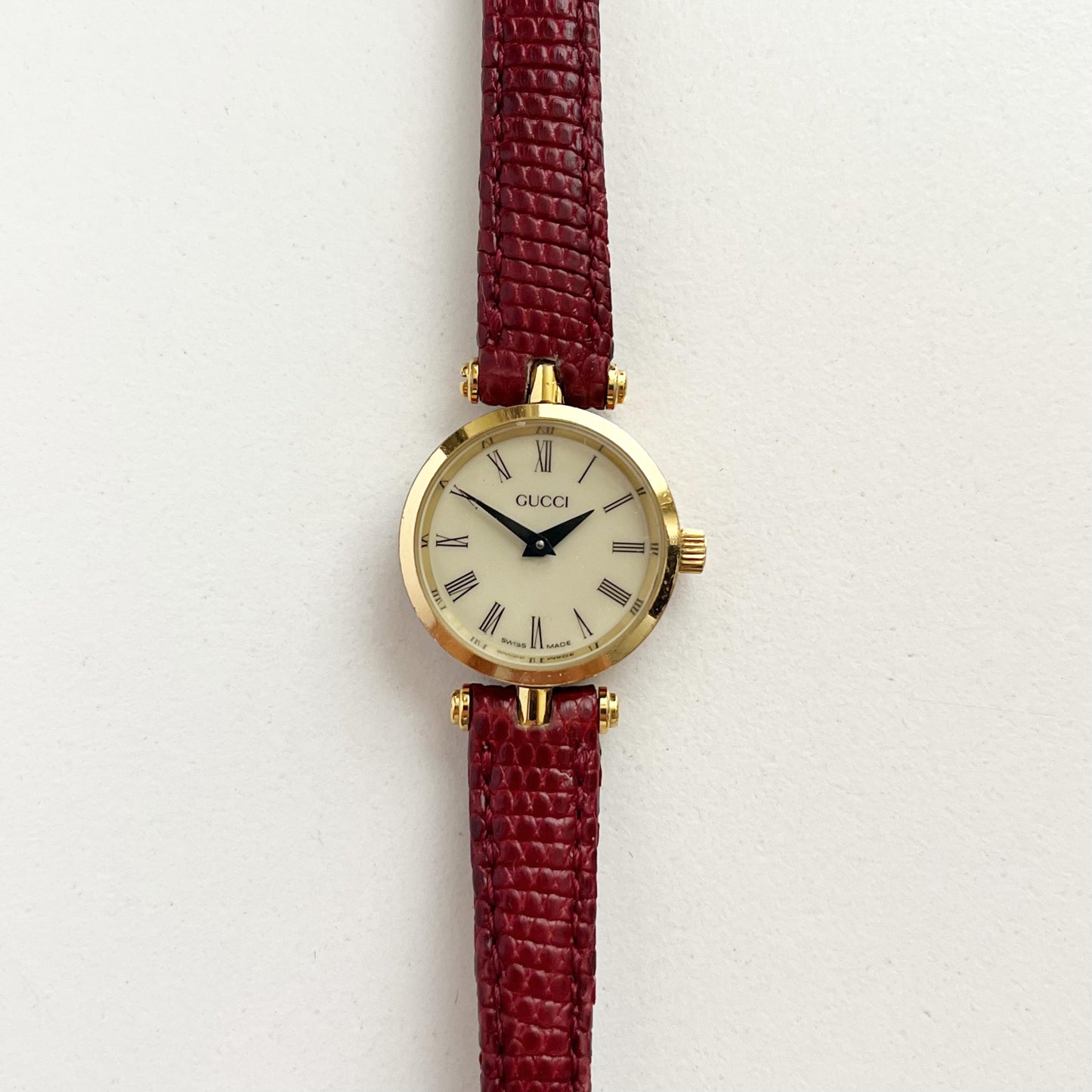 Gucci Vintage Women’s Watch, White Dial, Red Band, Gift For Her, Boxed