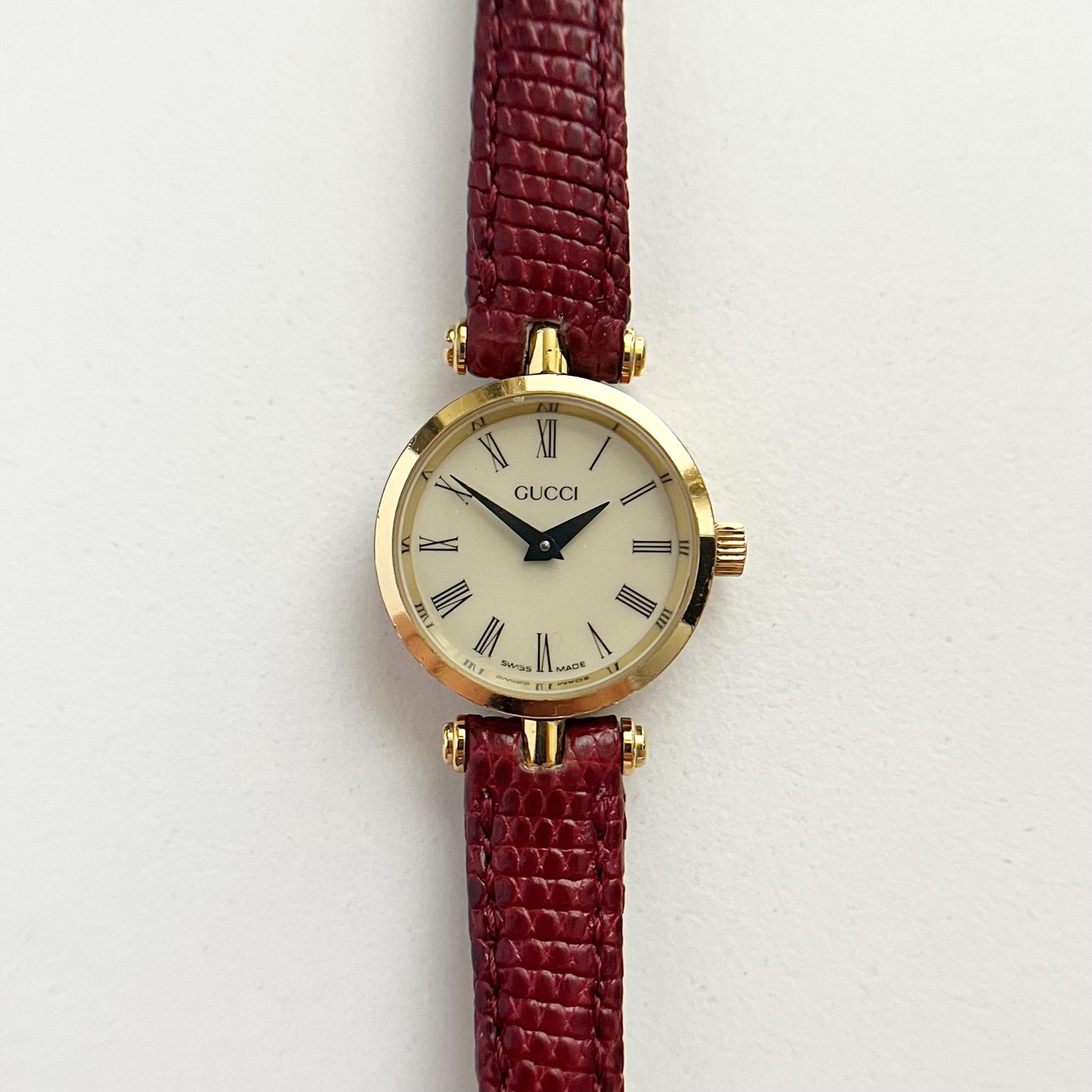 Gucci Vintage Women’s Watch, White Dial, Red Band, Gift For Her, Boxed