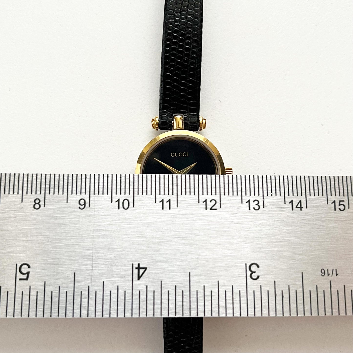 Gucci Vintage Women’s Gold Watch, Black Dial, Balck Band, Gift For Her, Boxed