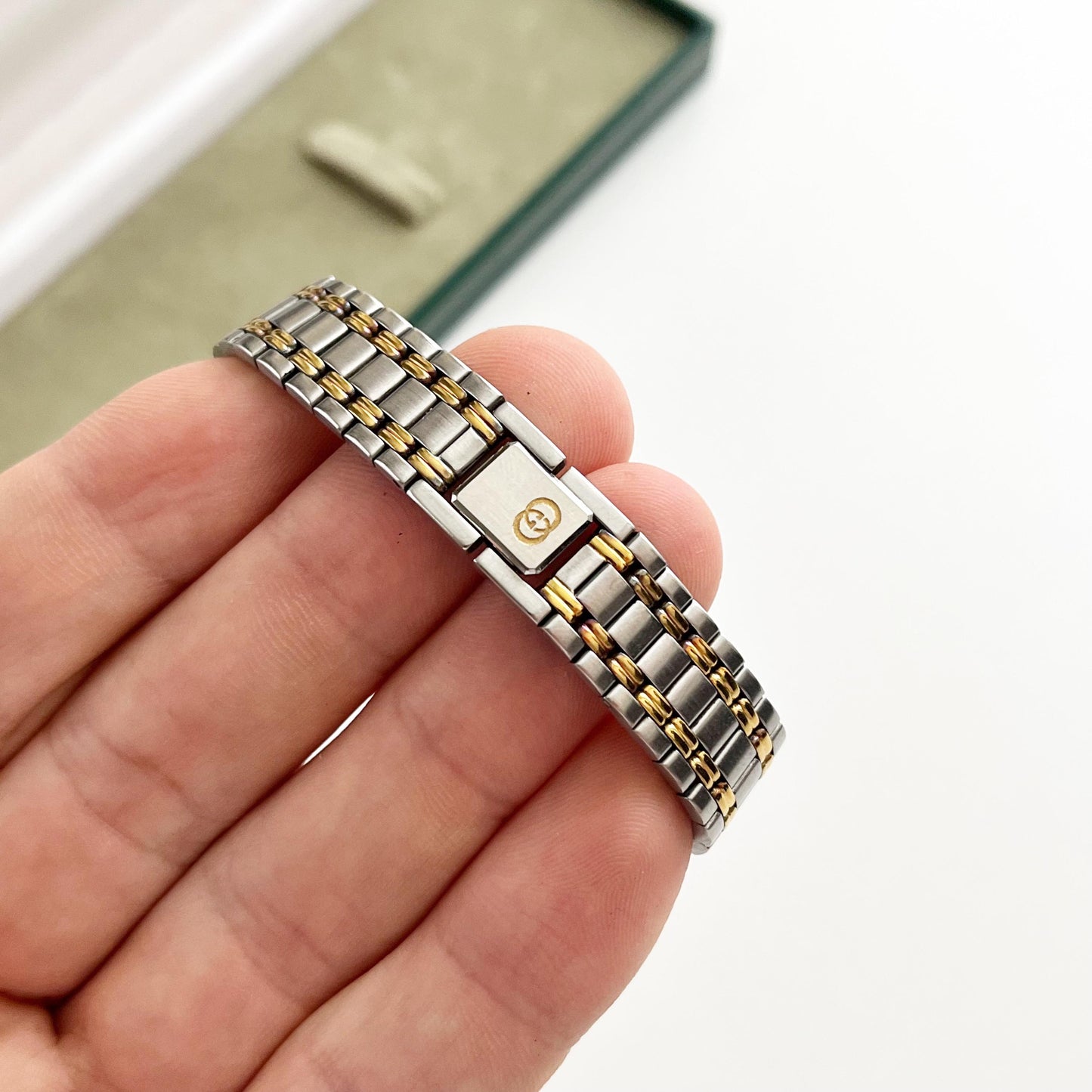 Vintage Gucci Women’s Watch, Boxed TwoTone Gucci, Gift For Her - 14.5cm