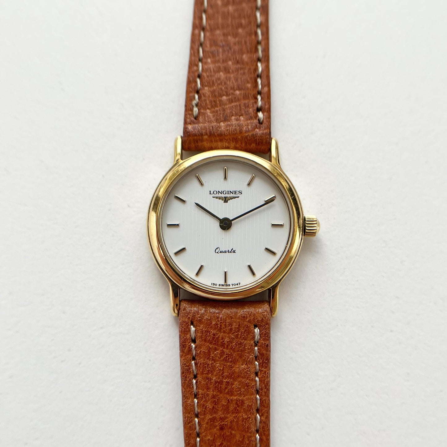 Longines Women’s Gold Vintage Watch, Brown Leather Band, Boxed, Gift for Her