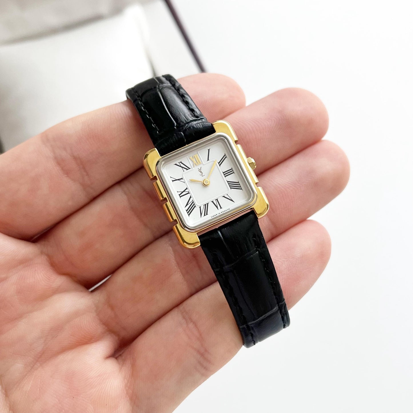 Yves Saint Laurent Square Gold Vintage Womens Watch, Gift for Her, Boxed