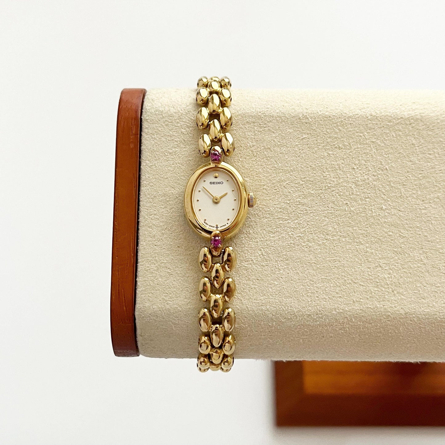 Seiko Vintage Womens Gold Plated Watch, Ruby Bracelet, 18.5cm