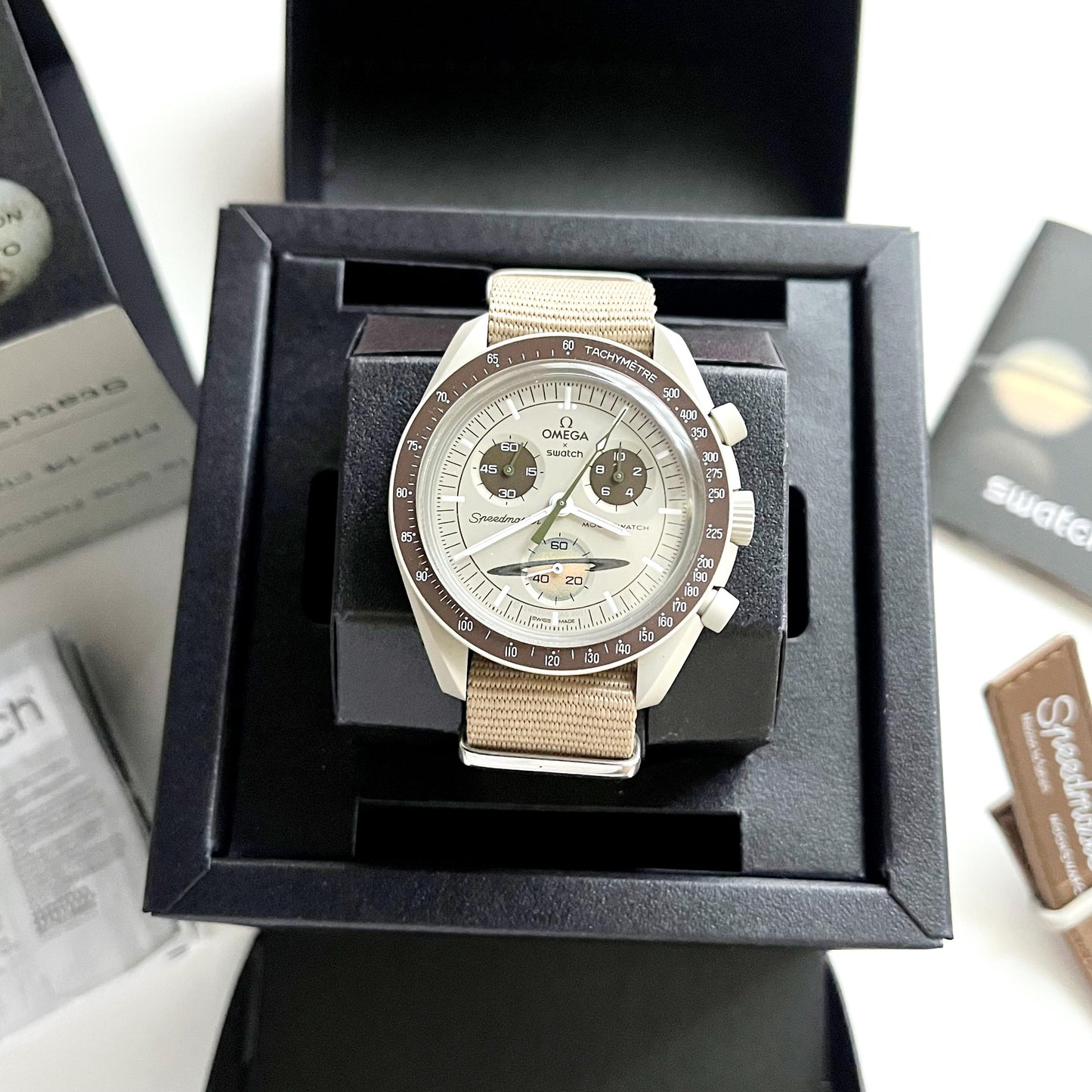 Omega x Swatch, Mission To Saturn, Full Set, 2 Bands, Mens Watch, Gift for Him