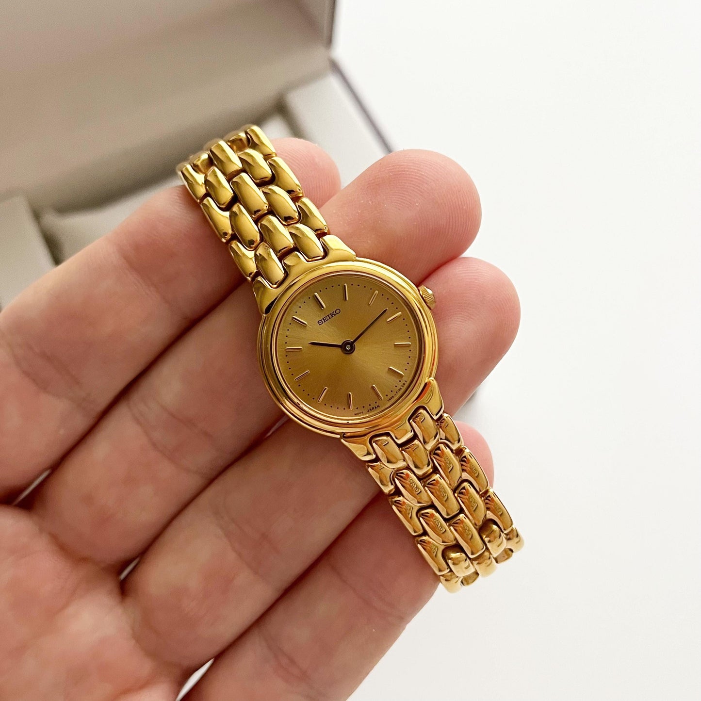 Seiko Vintage Gold Womens Watch, Boxed, Gift for Her, 17cm